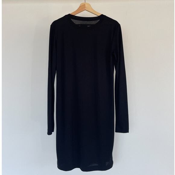 Weekday Beyond Long Sleeve Black Dress Sz M Minimal Comfy Soft Viscose - Picture 2 of 8